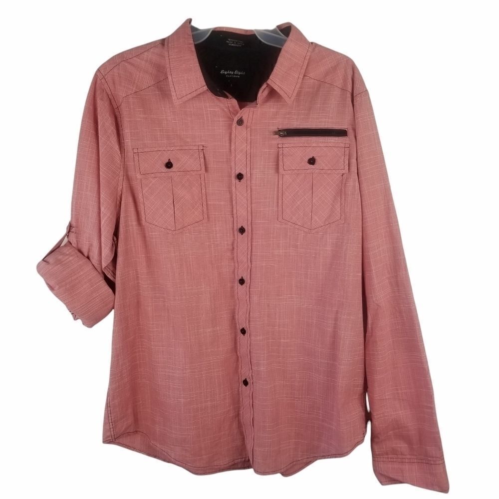 Eighty Eight Men's Casual Button Down Shirt in Red